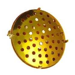 Findings - Gold-Plated Sieve Brooch - Round, 25mm x 1