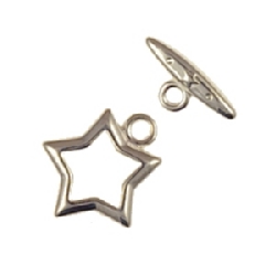 Findings - Silver-Plated Toggle Clasp - Star (A) x 1