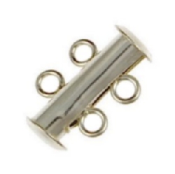 Findings - Silver-Plated Slide Lock Clasp - 2 Strand (A) x 1