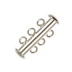 Findings - Silver-Plated Slide Lock Clasp - 3 Strand (A) x 1