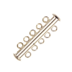 Findings - Silver-Plated Slide Lock Clasp - 5 Strand (A) x 1
