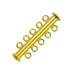 Findings - Gold-Plated Slide Lock Clasp - 5 Strand (A) x 1