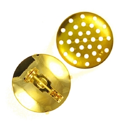 Findings - Gold-Plated Sieve Brooch - Round, 18mm x 1
