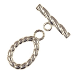 Findings - Silver-Plated Toggle Clasp - Oval (A) x 1
